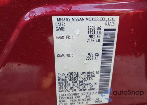2015 Nissan Leaf S/Sv/Sl from USA, damaged, VIN 1N4AZ0CP0FC327577